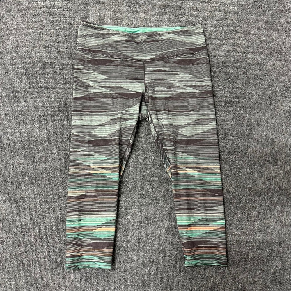 Prana Leggings Womens Size L Green Space Dye Ikat Cropped Athletic Yoga Pants